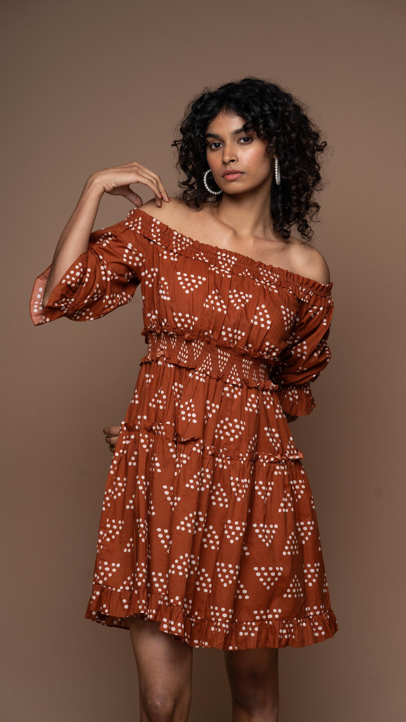 Delicate Drapes Short Boho Dress in I can and I will Pattern