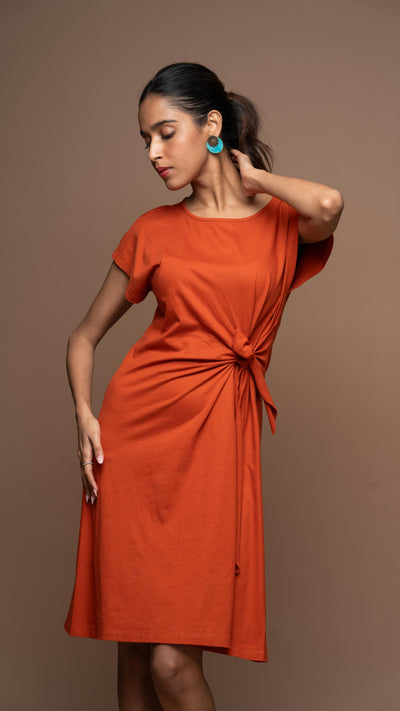 Knot Me Pretty Jersey Dress - Rust