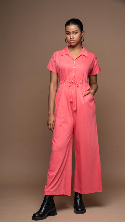 Collarista Jumpsuit in Fuchsia