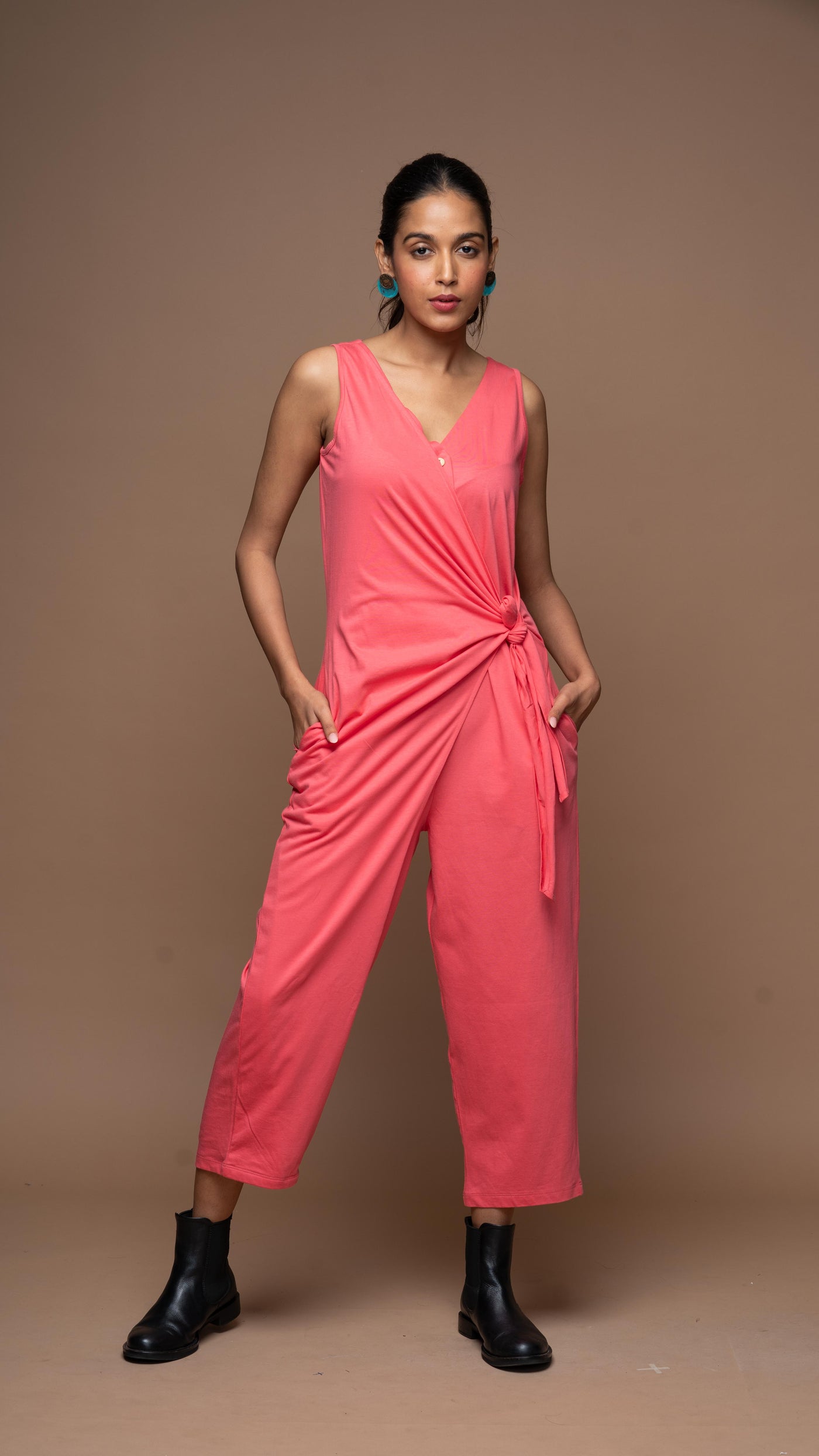 Knot & Twist Jumpsuit in Fuchsia