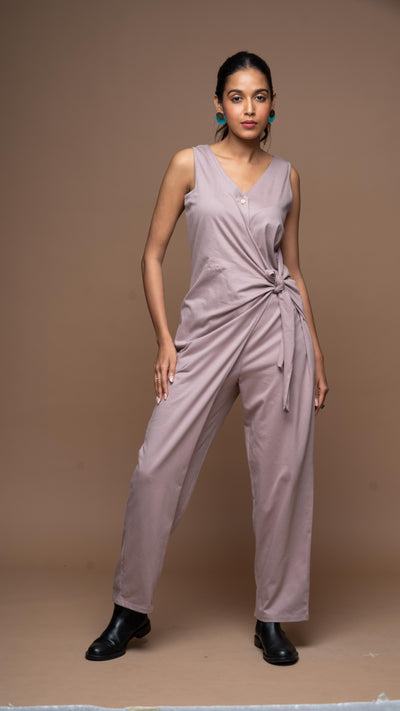 Knot & Twist Jumpsuit in Pale Mauve