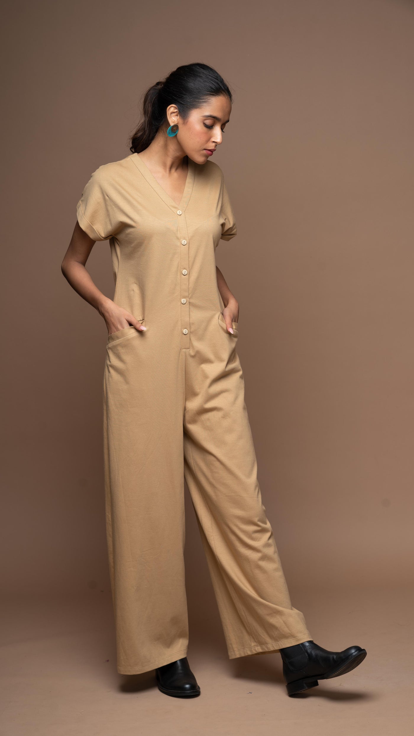 Vogue V Jumpsuit in Beige