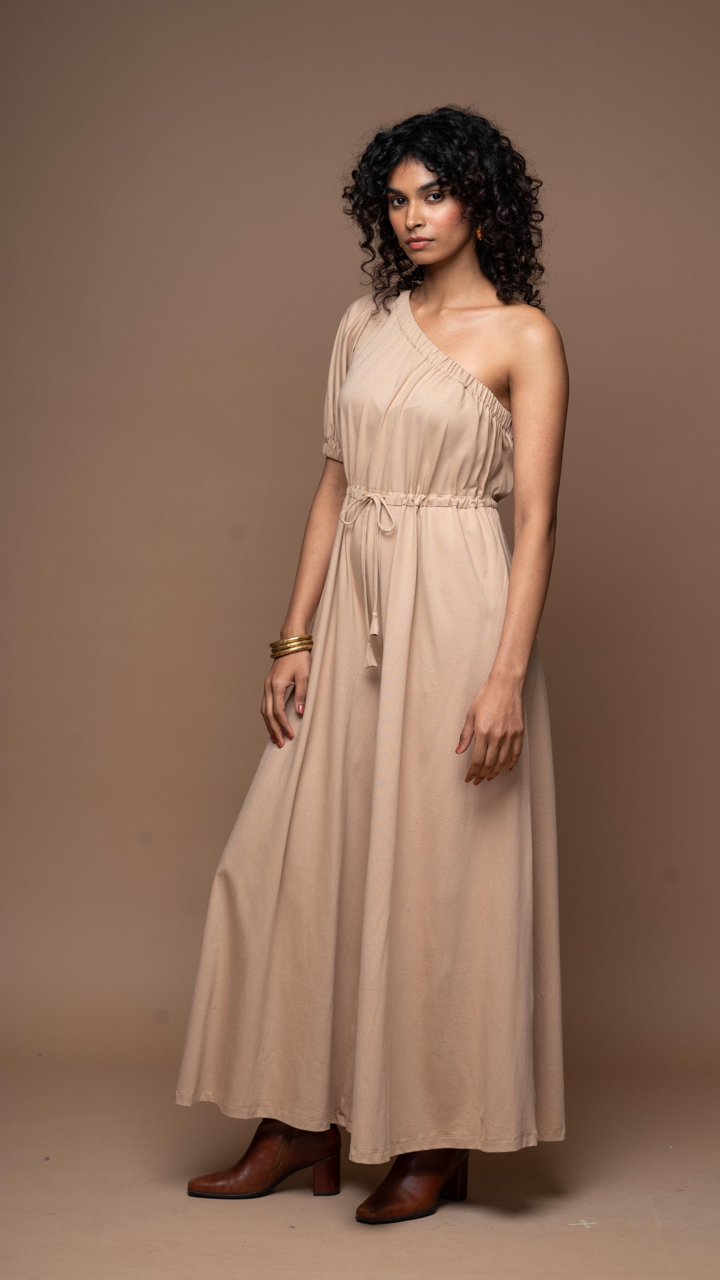 One Side Story Jumpsuit in Beige