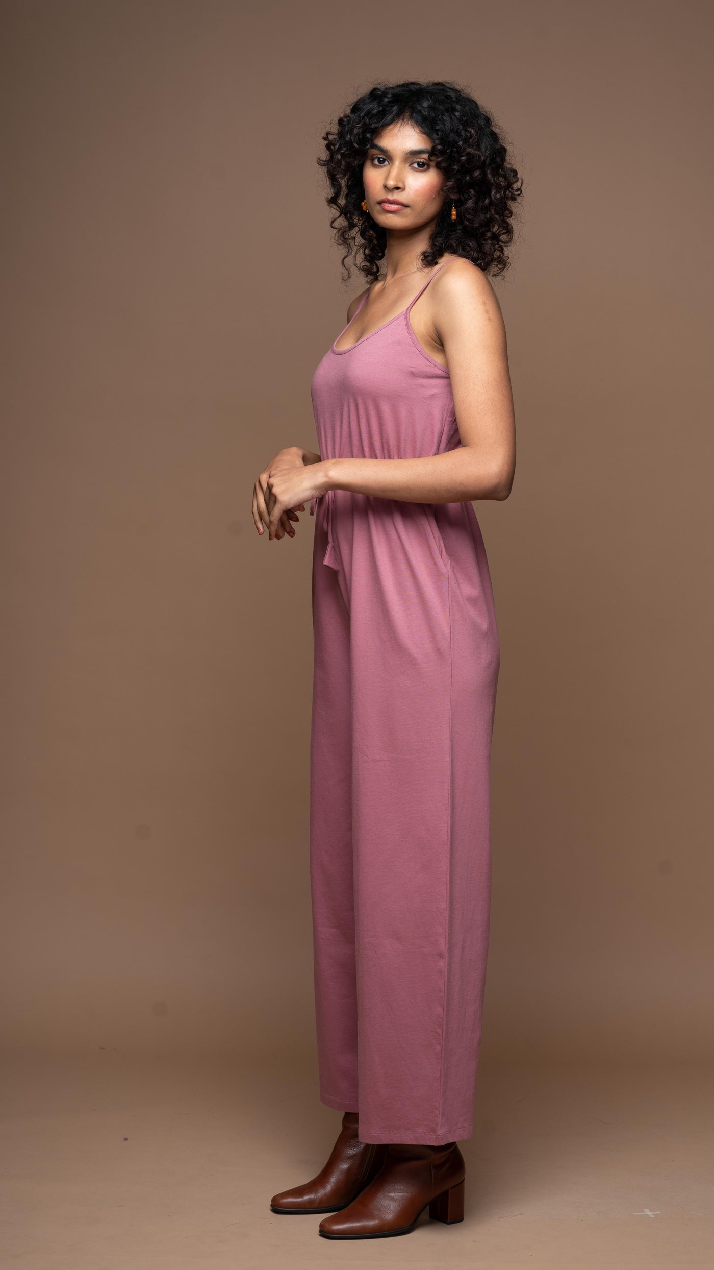 Spaghetti Whispers Jumpsuit in Mauve