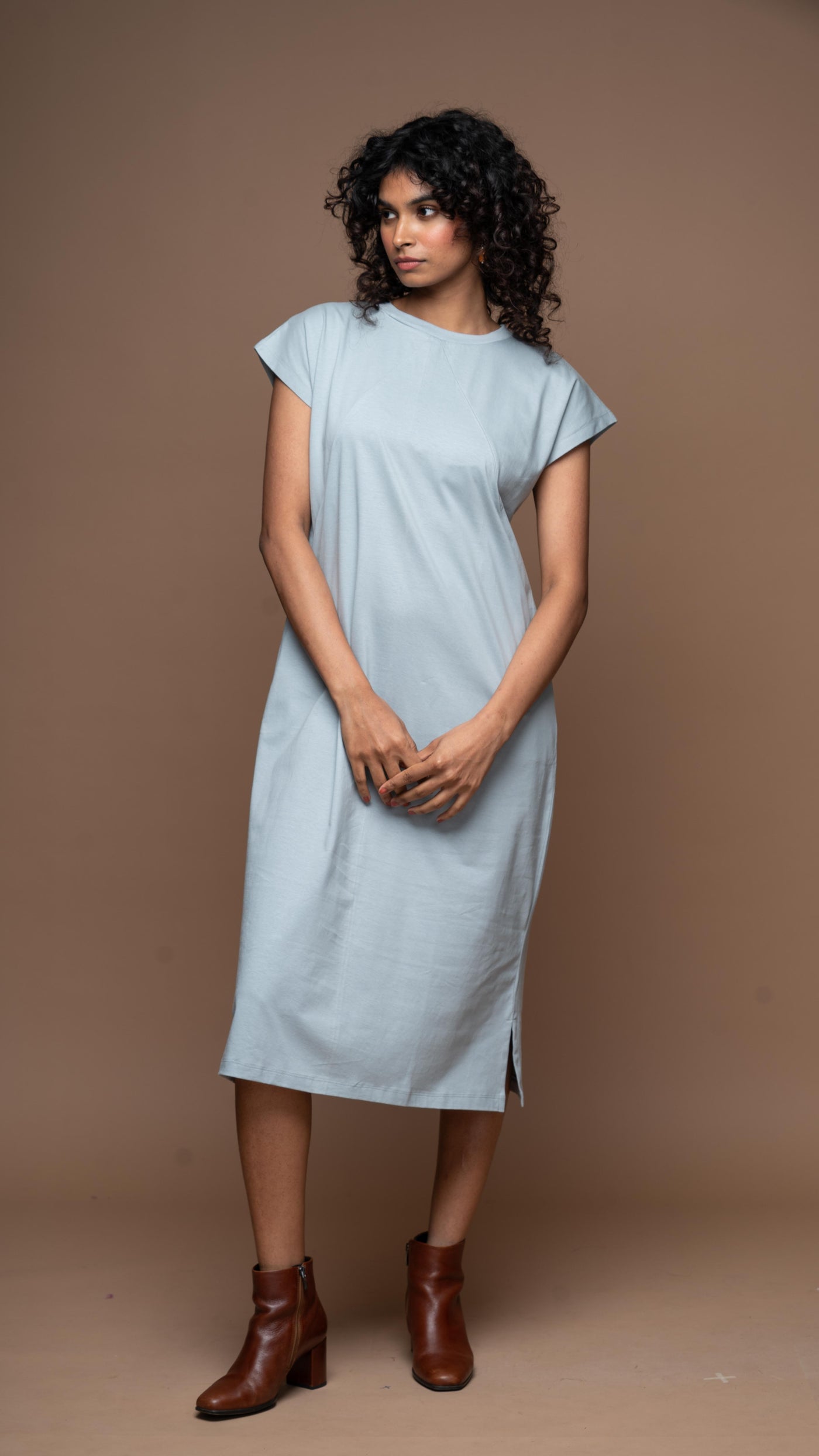 Tri-Cut Comfort Jersey Dress - Blue Gray