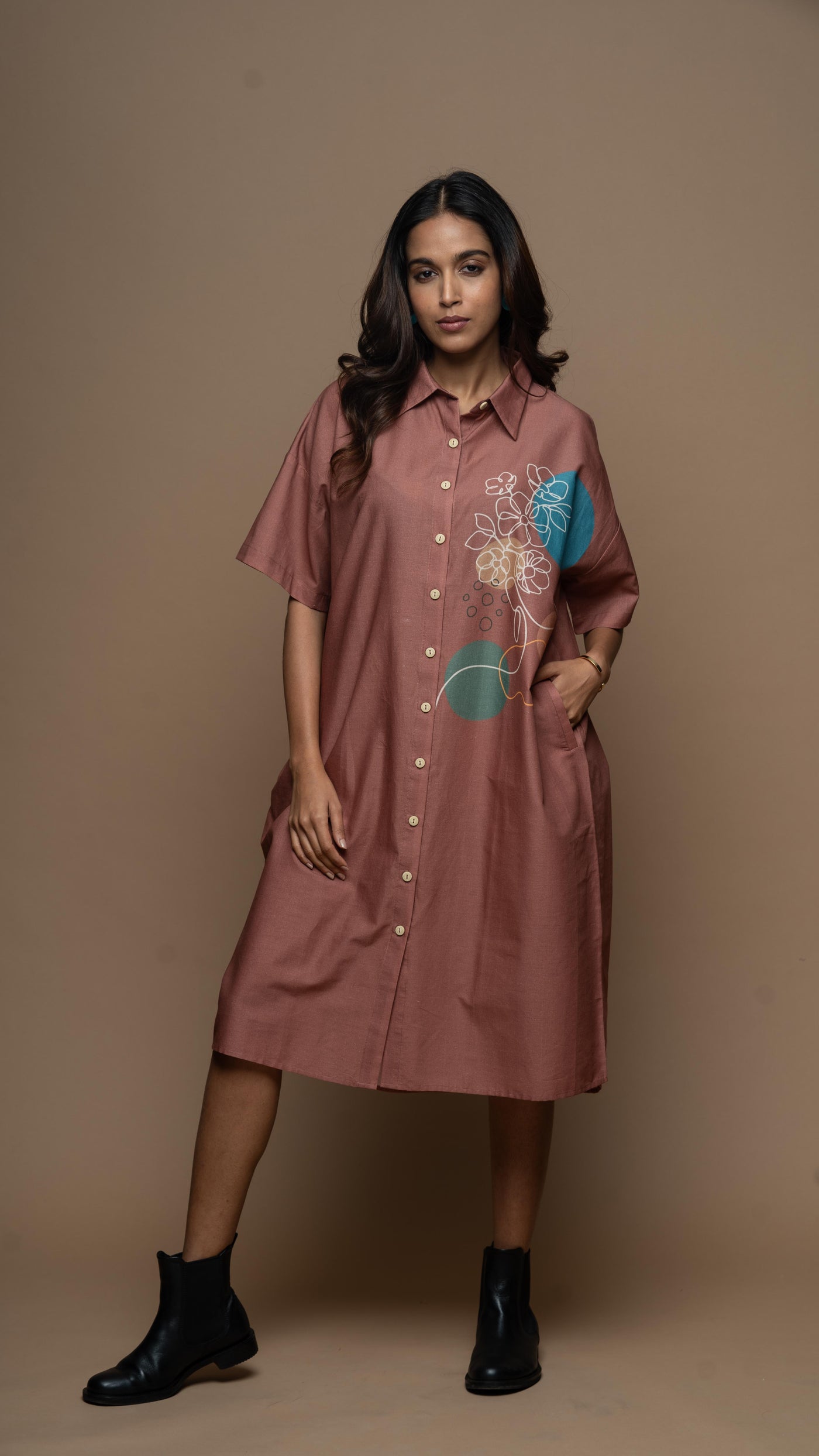 Muted Desert Rose Petal Princess Shirt Dress