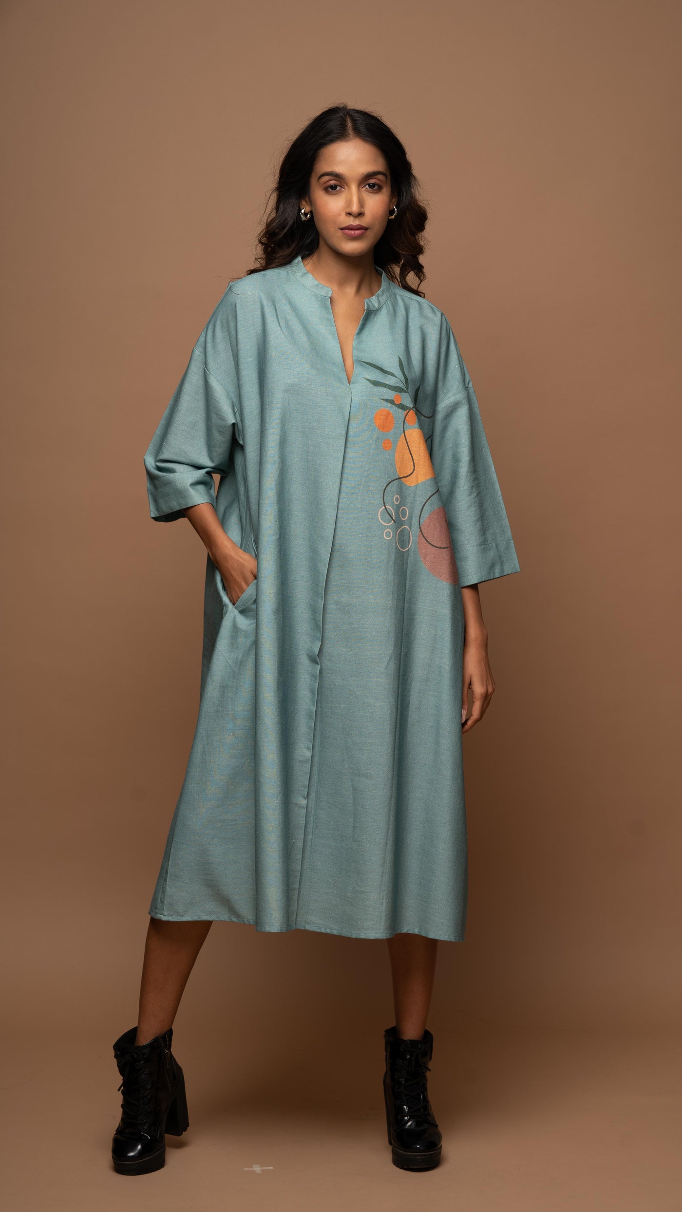 Pale Blue Peaceful Pause Shirt Dress