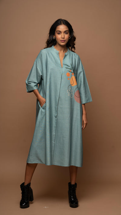 Pale Blue Peaceful Pause Shirt Dress