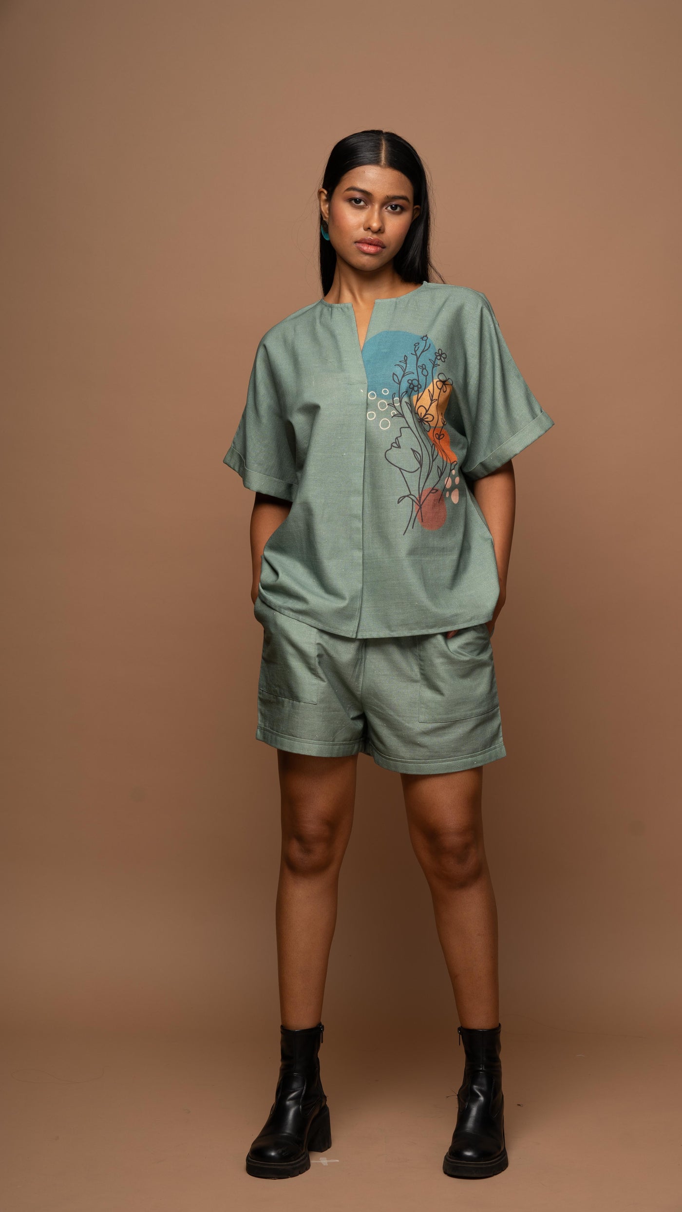 Subdued Sage Grow With Grace: Co-ord Shorts Set