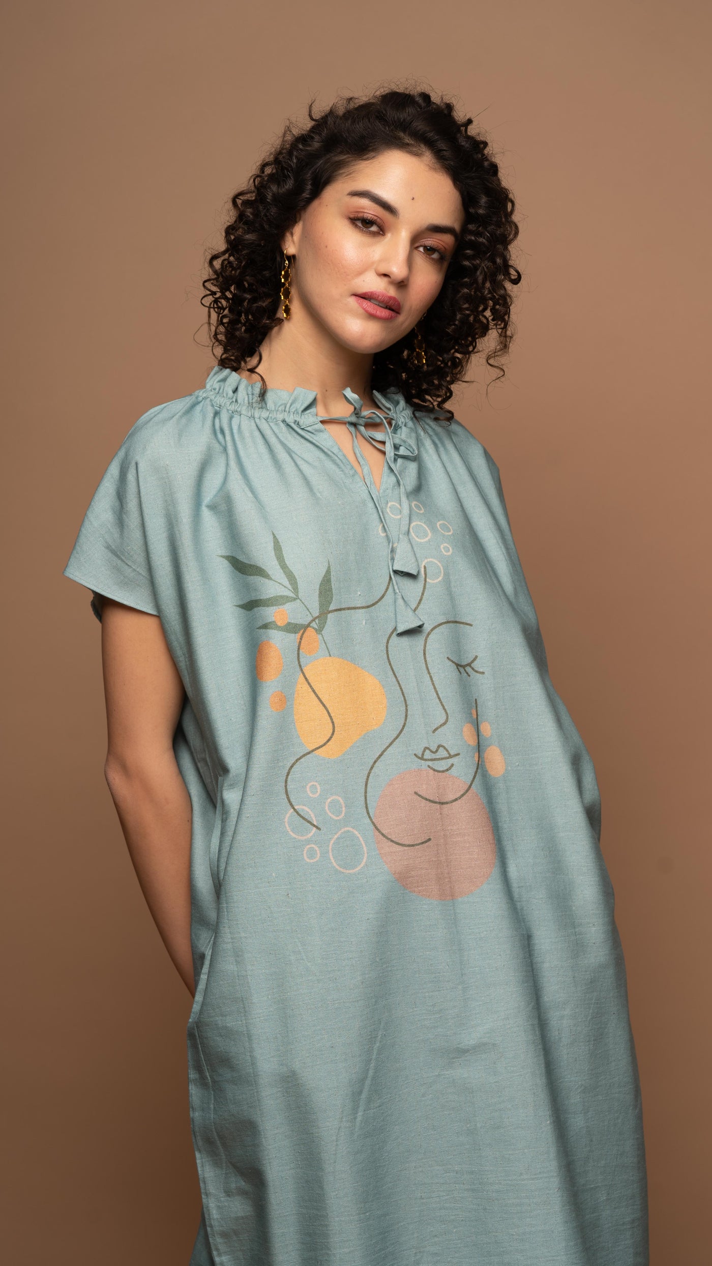 Serene Blue Peaceful Pause Shirt Dress