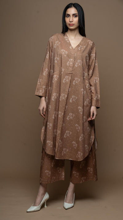 Brown Muse Co-ord Kurta Set in Aroma Everywhere Pattern