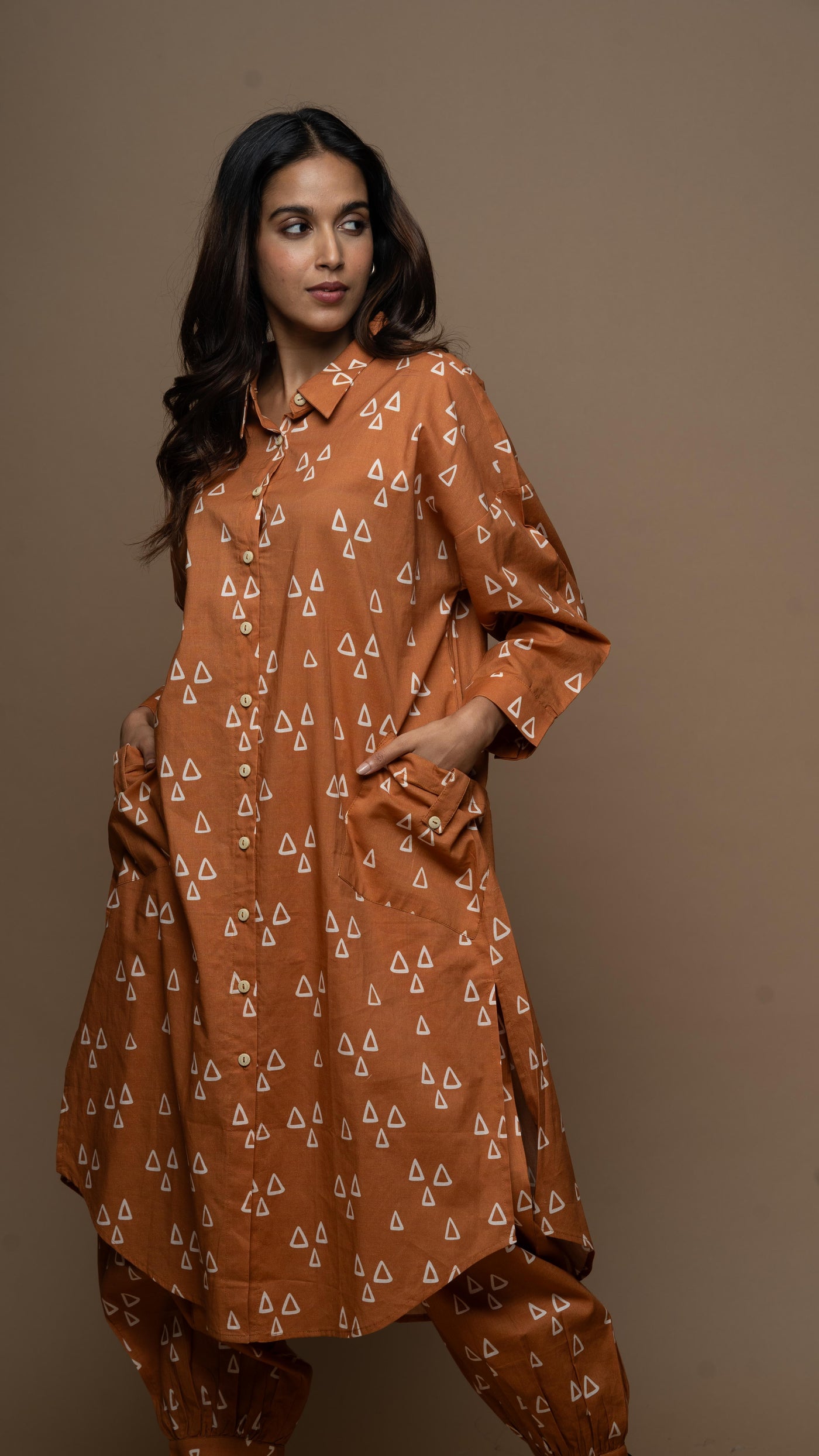 Copper Nyra Co-ord Kurta Set in Guardian Angels Pattern