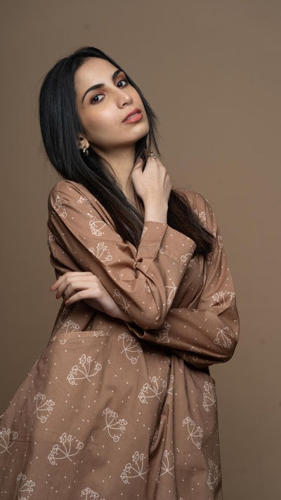 Brown Muse Co-ord Kurta Set in Aroma Everywhere Pattern
