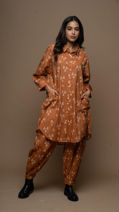 Copper Nyra Co-ord Kurta Set in Guardian Angels Pattern