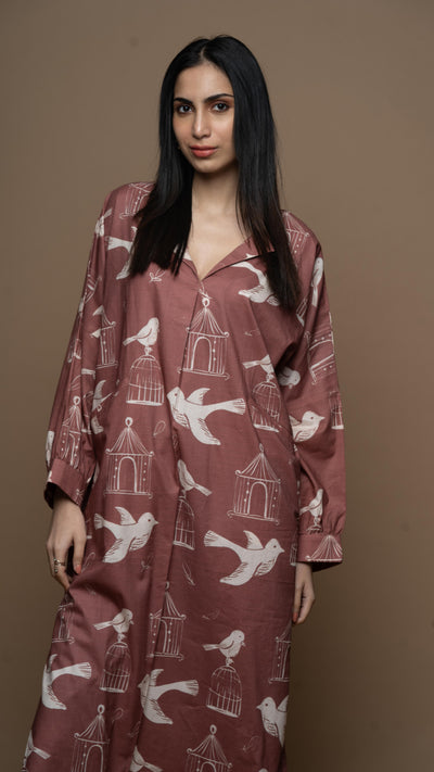 Muted Mauve Sana Co-ord Kurta Set in Always Free Pattern