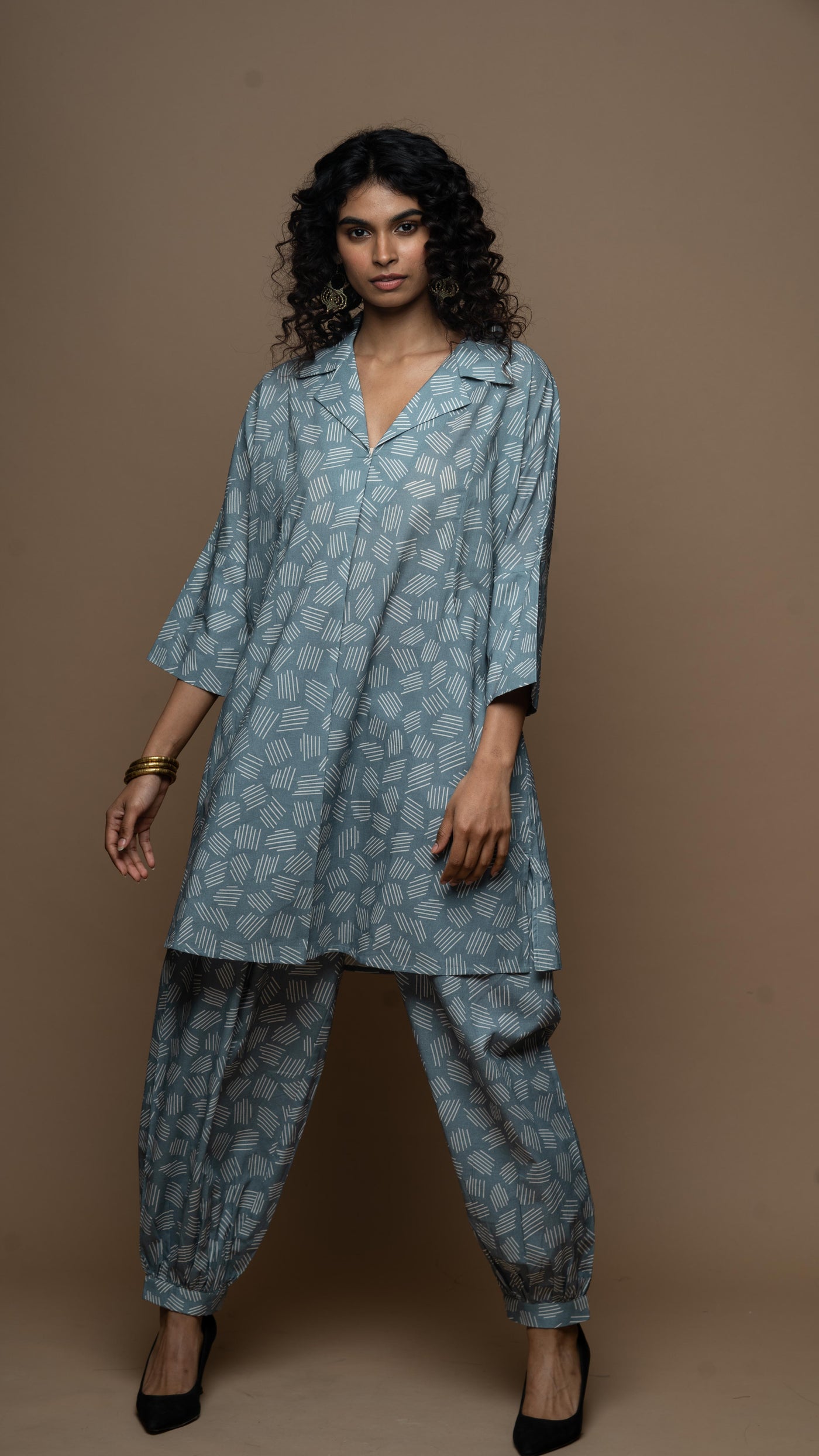 Muted Blue Lina Co-ord Kurta Set in We Grow Pattern