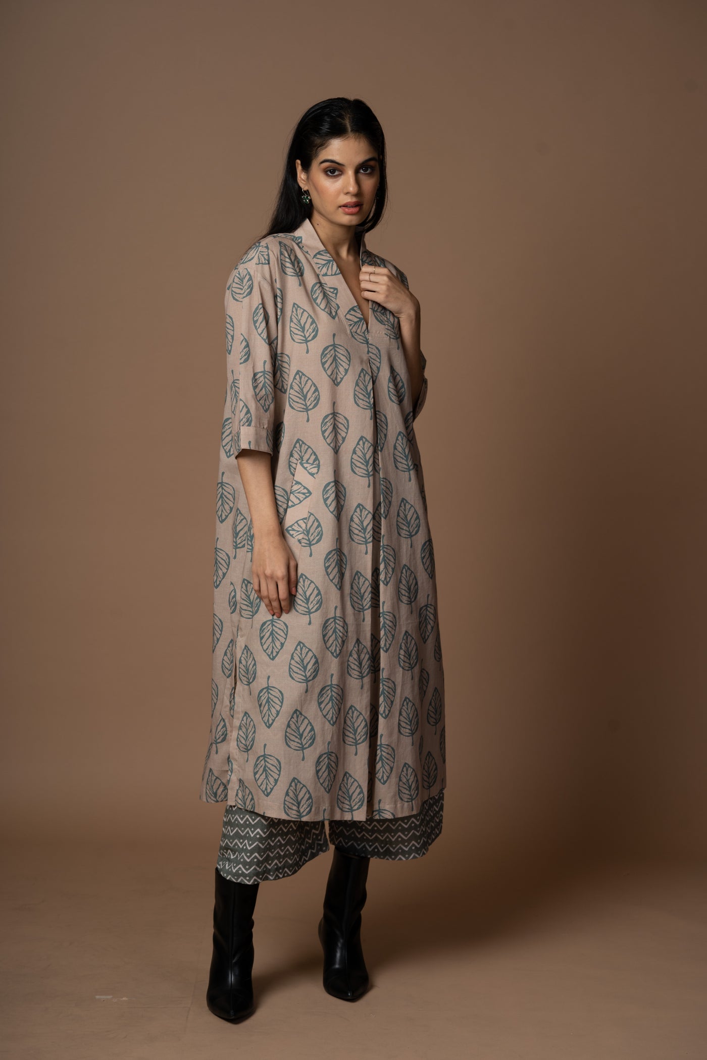 Beige Luma Kurta in We are one Pattern