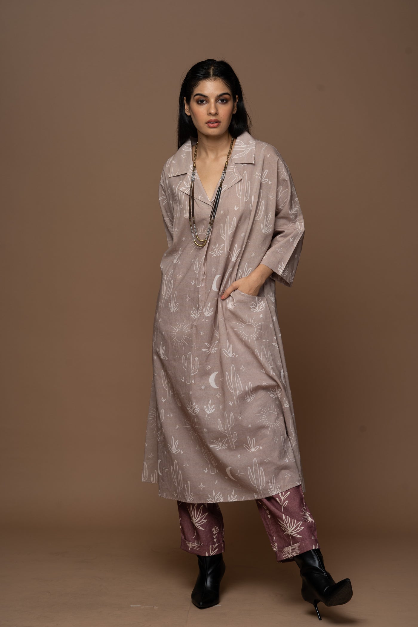 Beige Fira Kurta in All together again Pattern