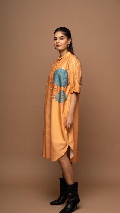 Graceful Amber One Leaf Wonder Shirt Dress