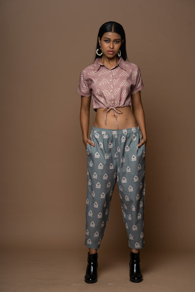 Mauve Classic Collar Crop Top