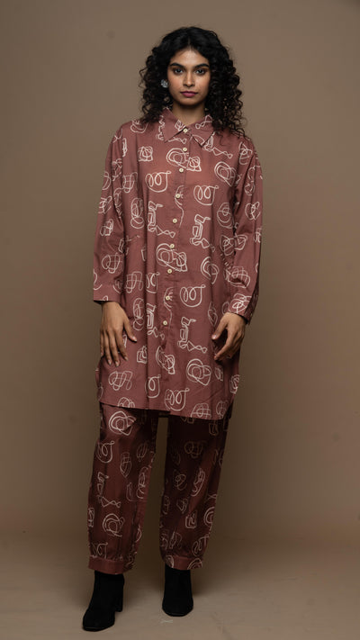 Marsala Arya Co-ord Kurta Set in And I dream more Pattern