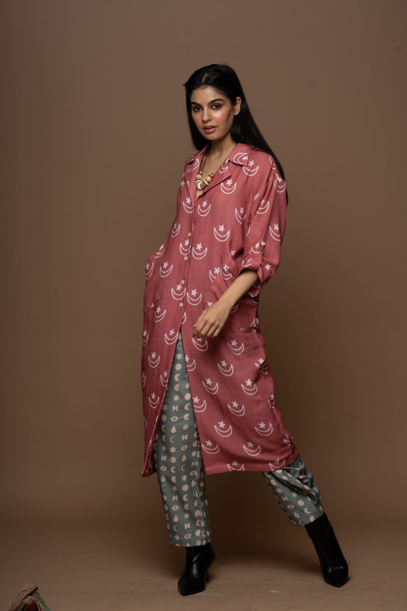 Dusty Rose Raya Kurta in Never too soon Pattern