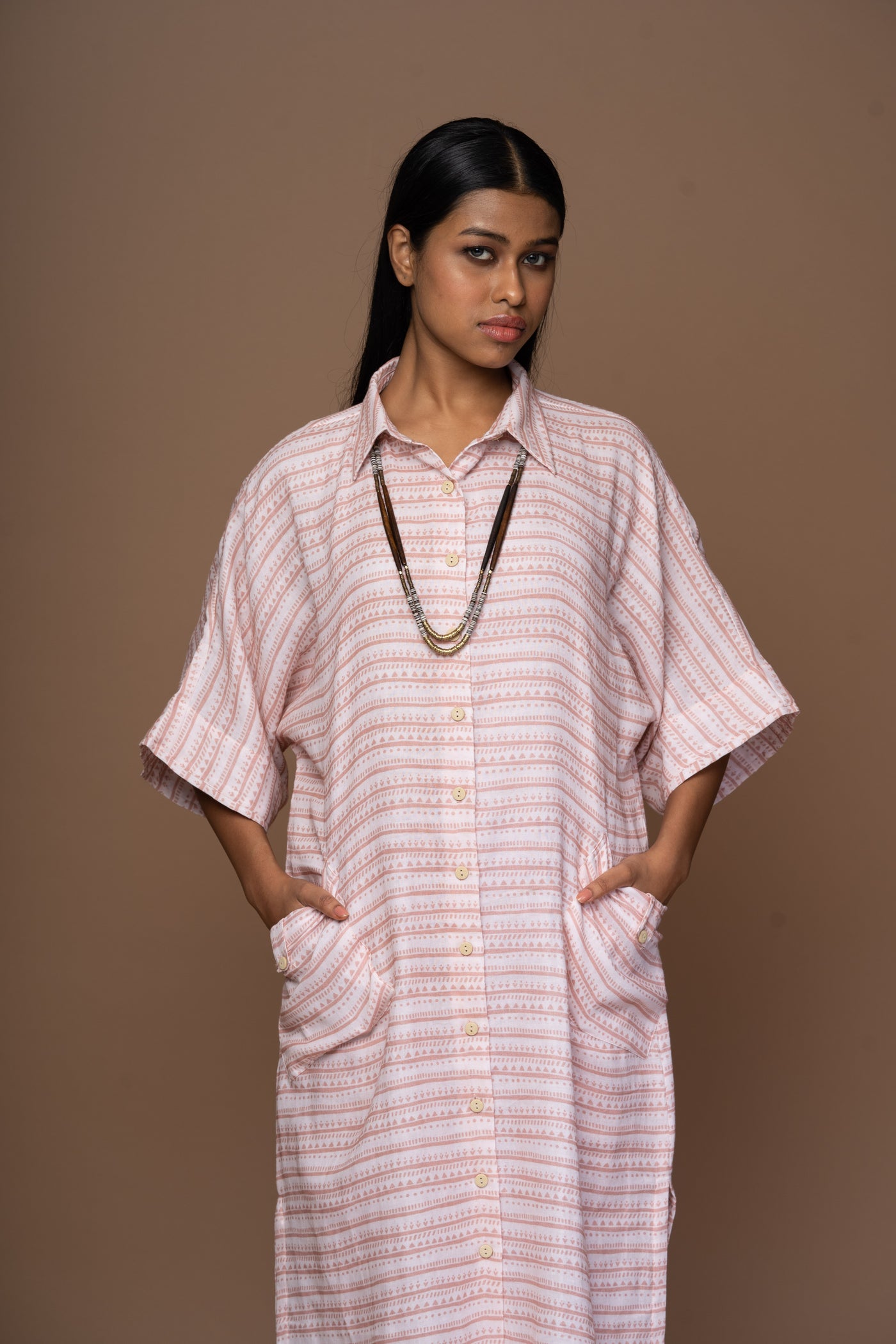 Blush Zena Kurta in Combing Through Pattern