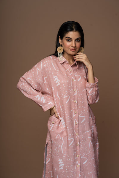 Blush Lira Kurta in Notes and Scribbles Pattern