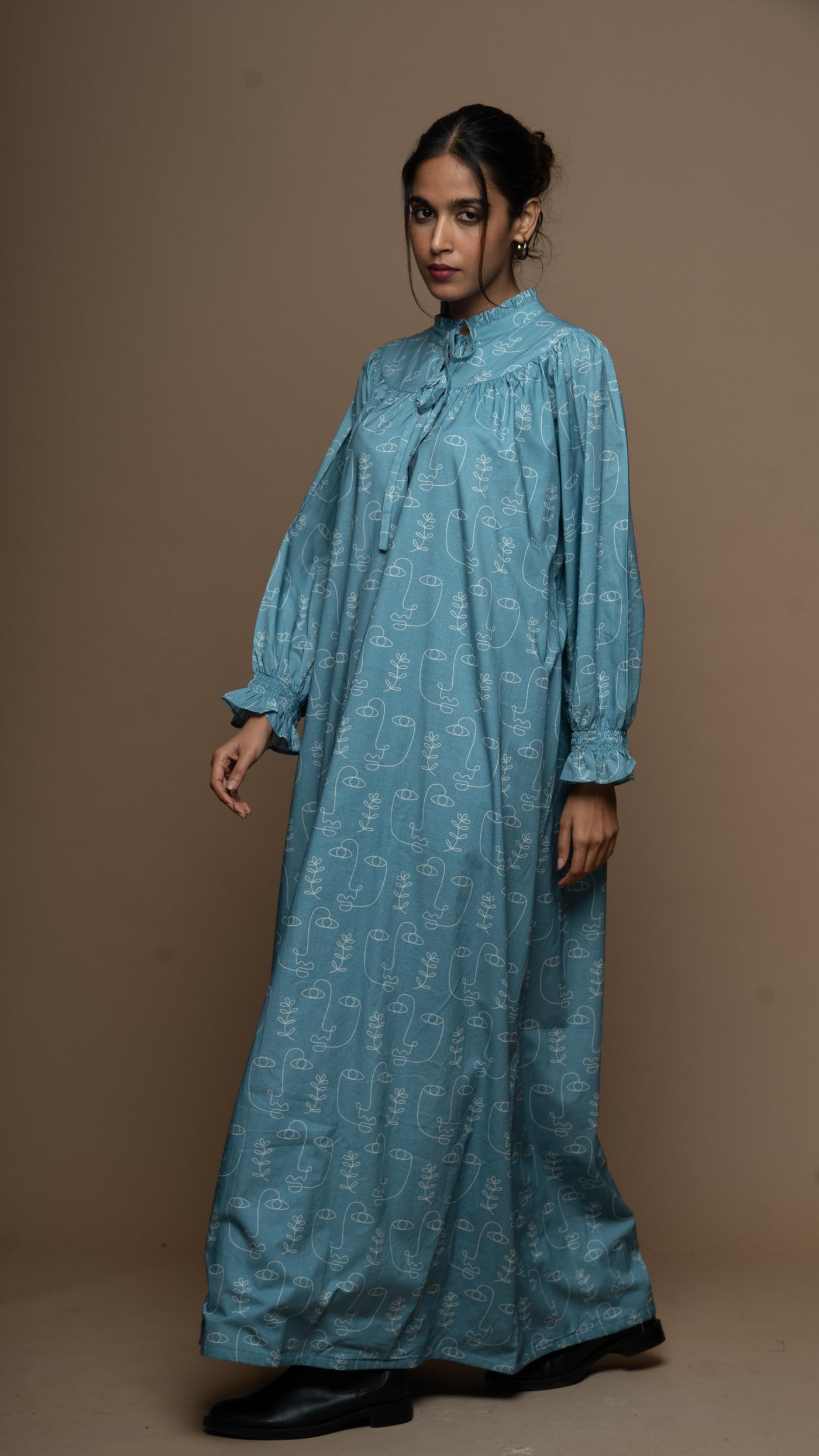 Victorian Grace Long Maxi Dress in Growing Thoughts Pattern