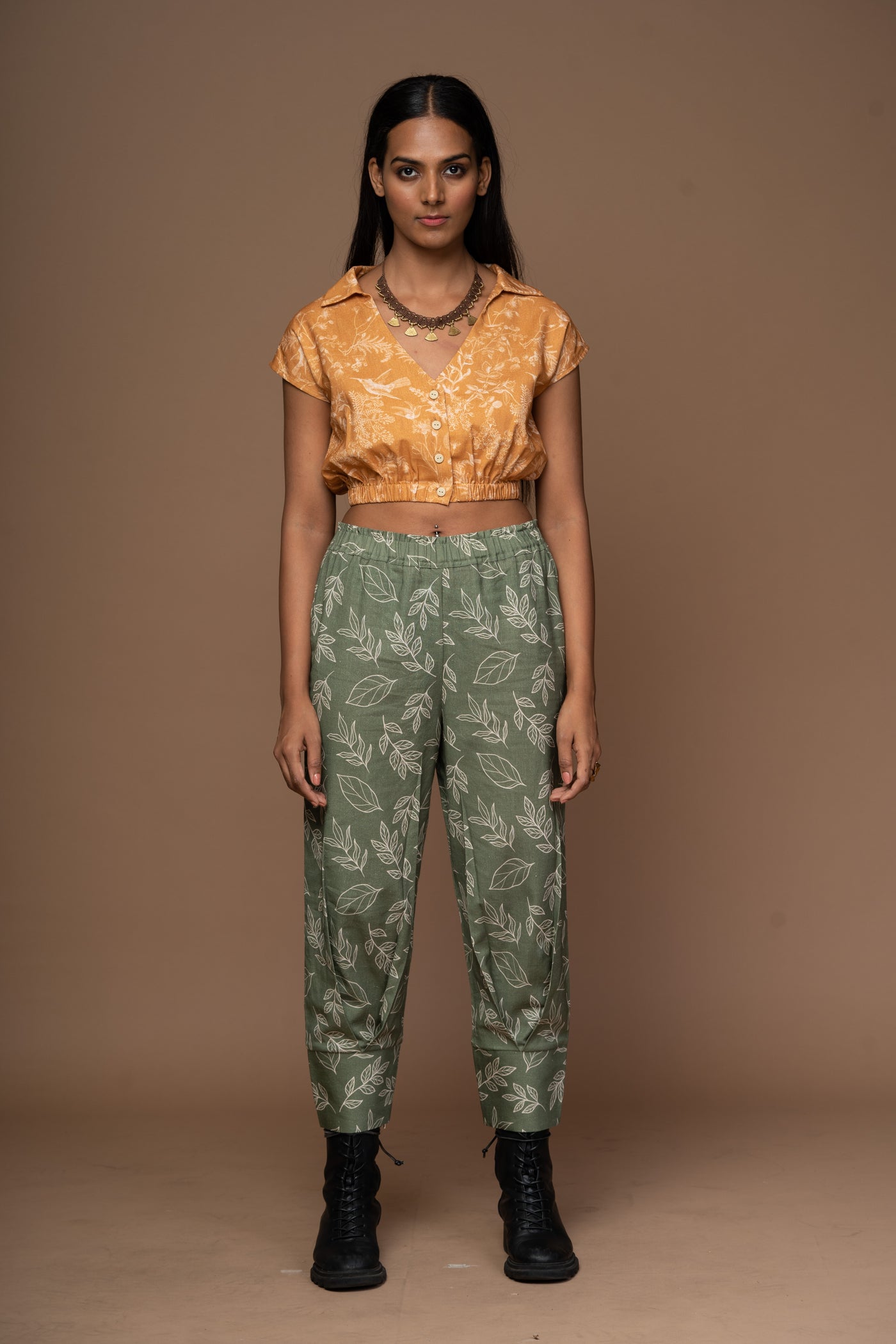 Mustard Collar Me In Crop Top
