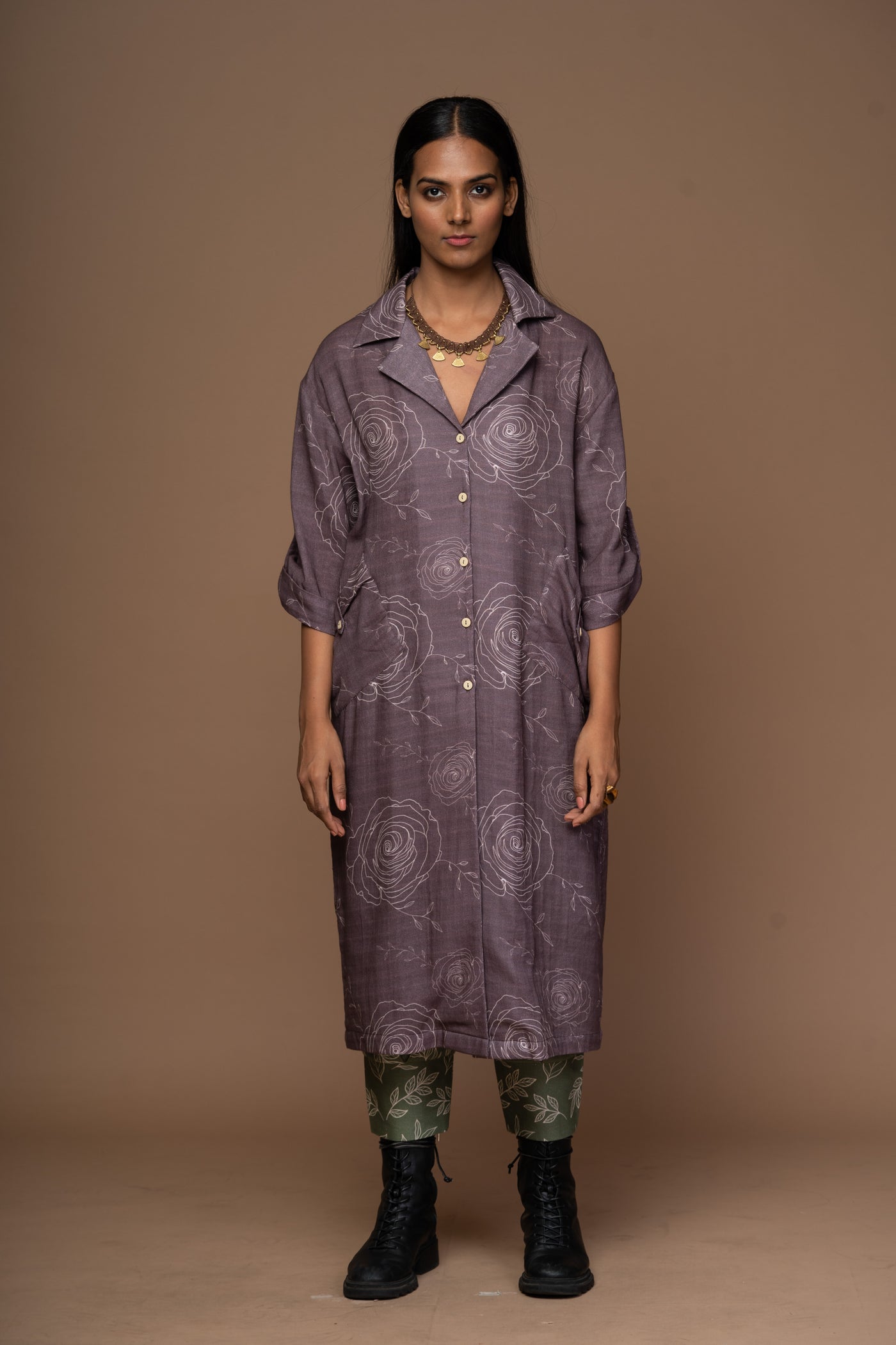 Plum Raya Kurta in Scents of Memories Pattern