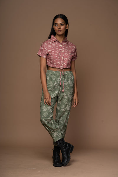 Muted Mauve Classic Collar Crop Top