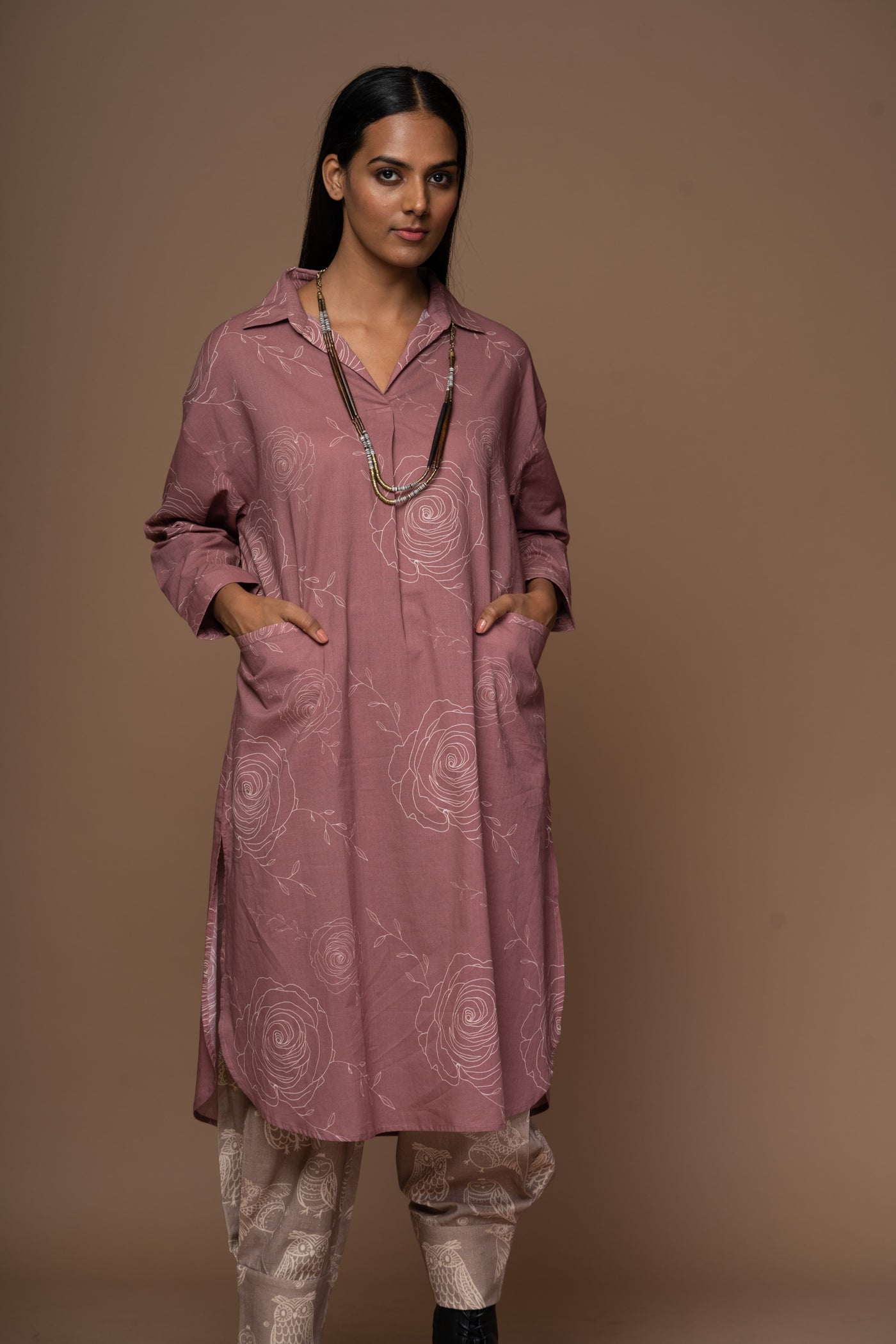 Mauve Alma Kurta in Scents of Memories Pattern