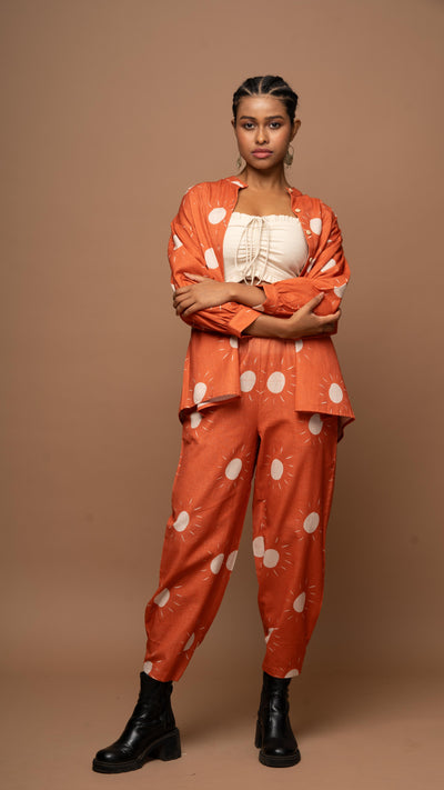 Terracotta Vista Co-ord Pants Set in Sunshines On Pattern