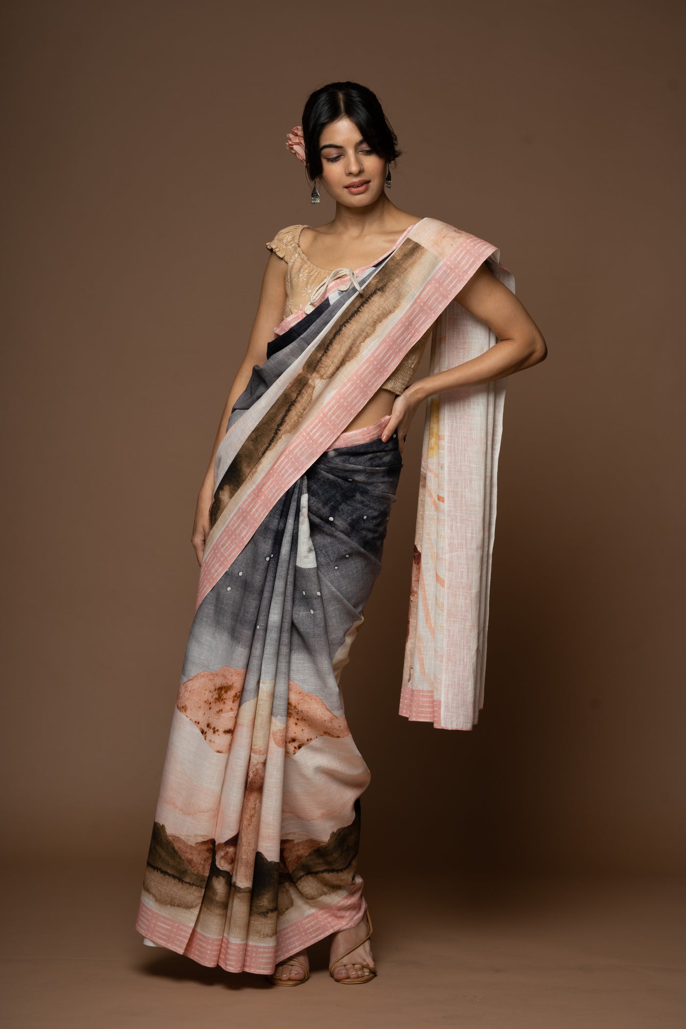 Dusk to Dawn Linen Sari