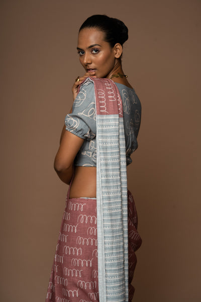 Squiggle Swirl Linen Sari