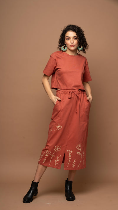 Meadow Muse - Dusty Red Skirt Co-ord