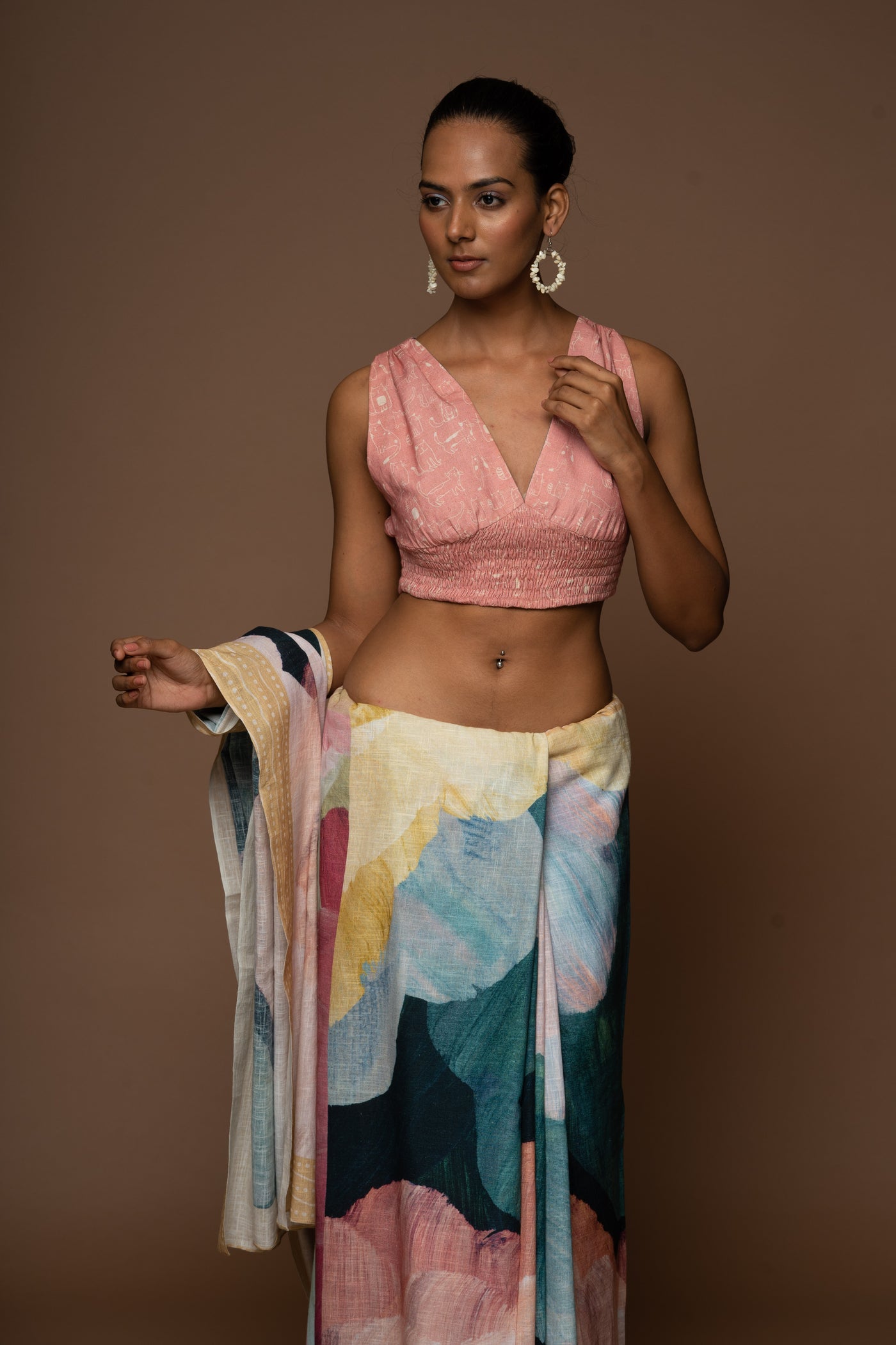 Artful Strokes Linen Sari