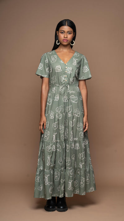 Simple Cinch Long Dress in And I Dream More Pattern