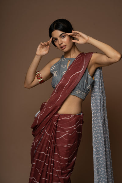 Flowing Tides Cotton Sari