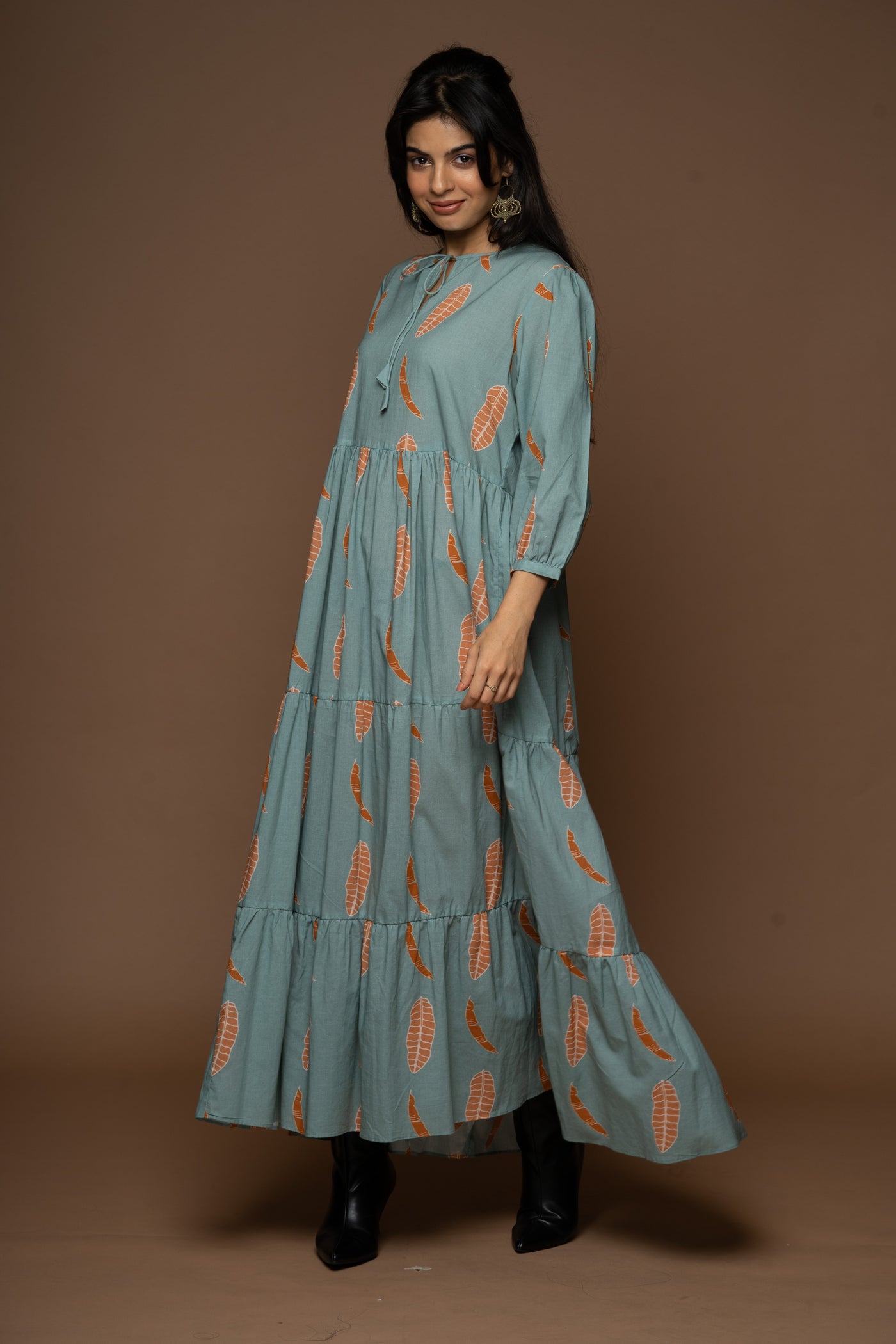 Whispering Comfort Long Maxi Dress in Belief Pattern