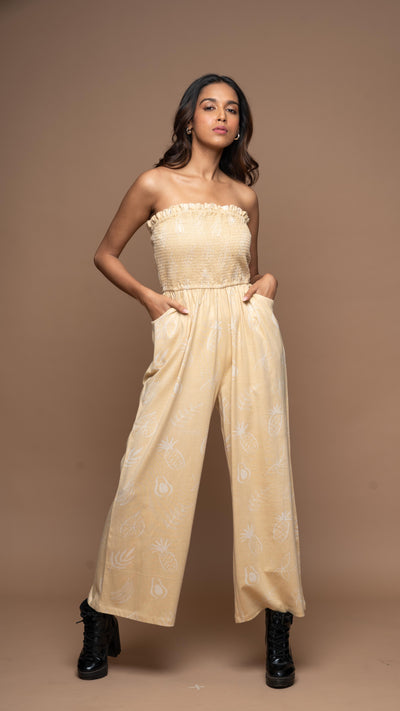 Strapless Vibe Jumpsuit in Paradise Pattern