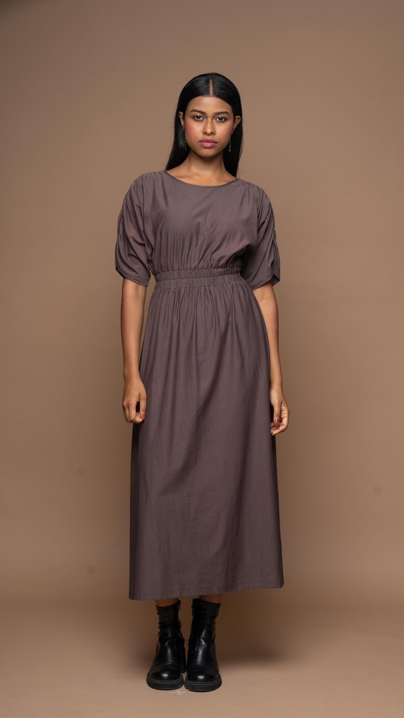 Ripple Charm Jersey Dress - Plum