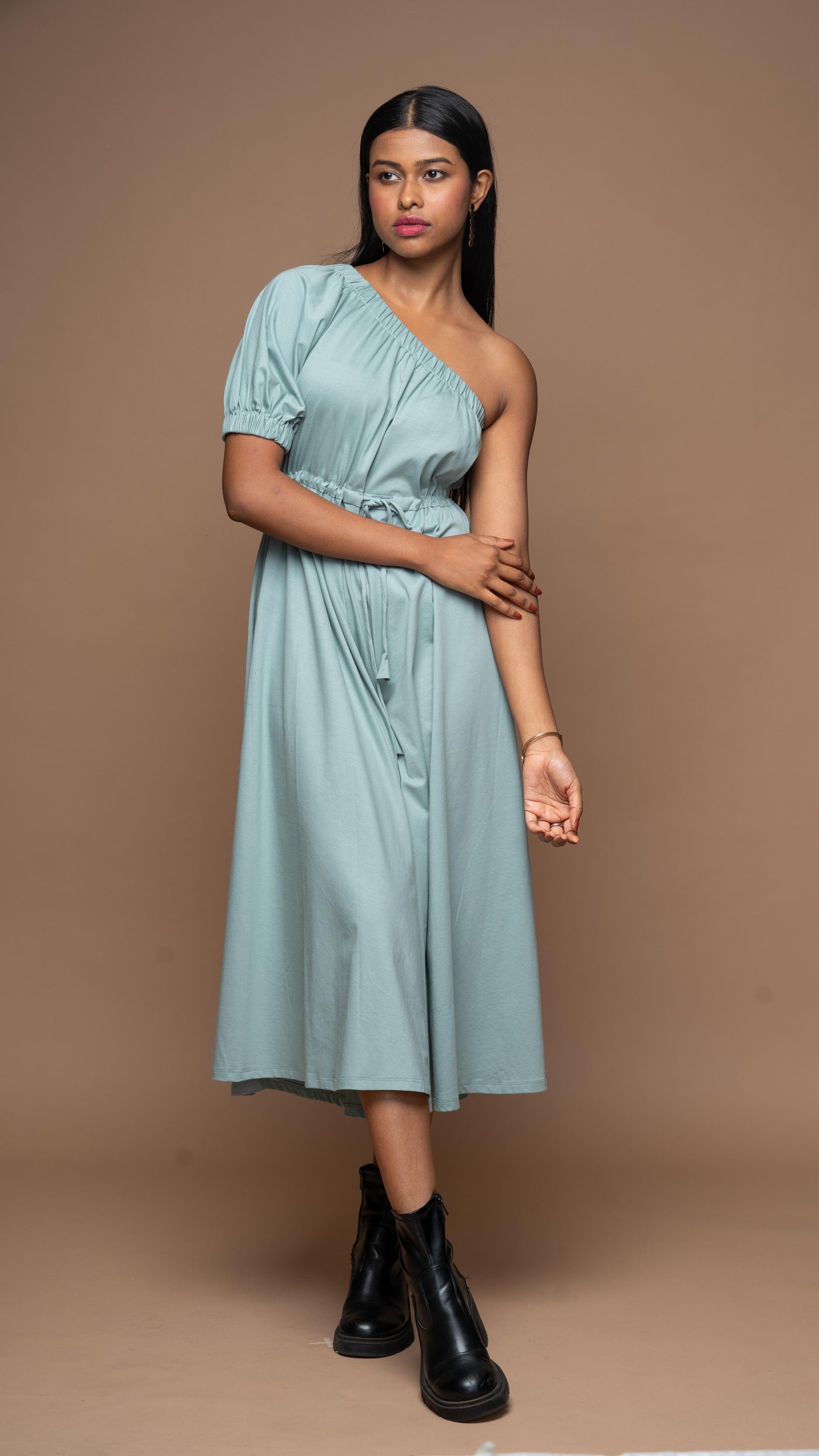 One Side Story Jumpsuit in Dusty Sage