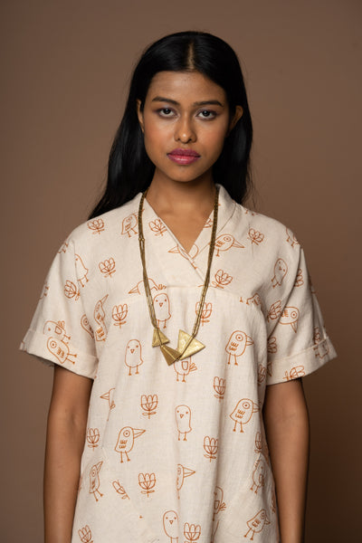 Urban Collar Shift Dress in Good Morning Pattern