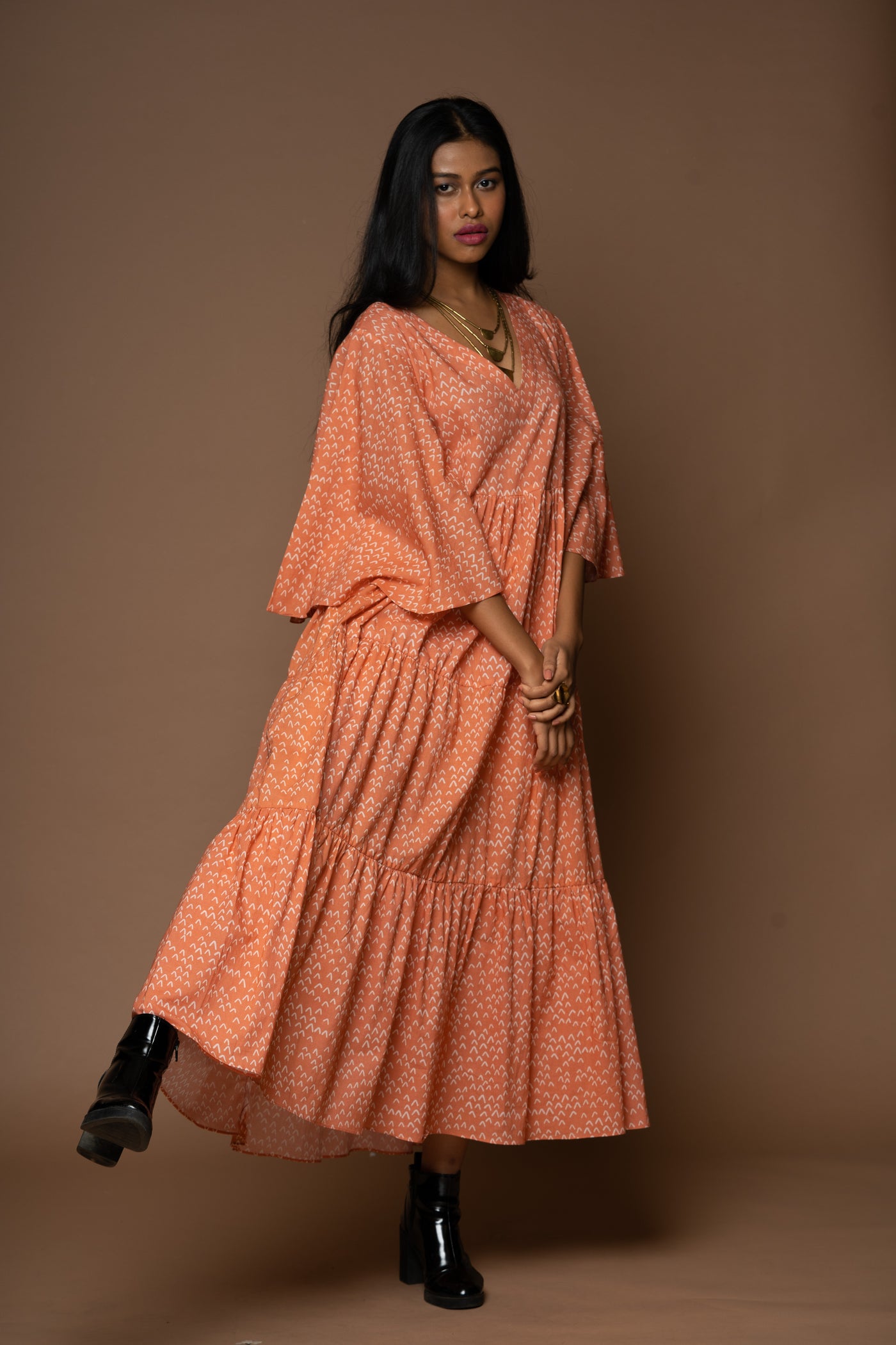 Tiered Twilight Long Maxi Dress in Faraway Land Pattern