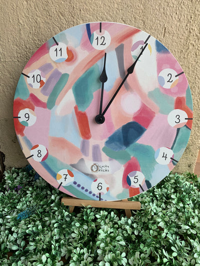 Whimsy Strokes Clock - Teal