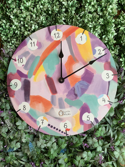 Purple Whimsy Strokes Clock