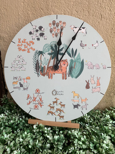 Animal Count Clock - Mint