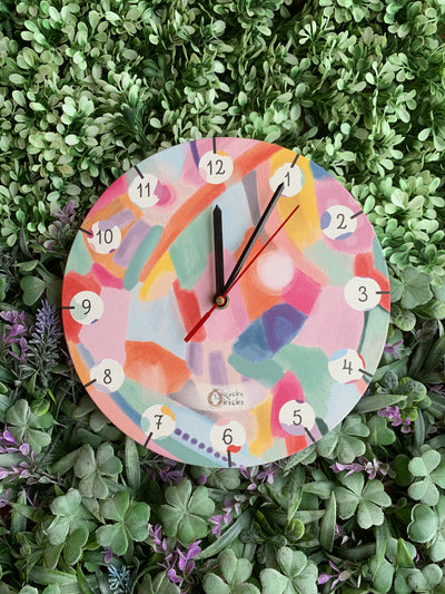 Whimsy Strokes Clock - Fuchsia